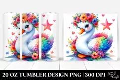 sweet Swan with Flower Crown, Colorful 20 Oz Tumbler Product Image 1