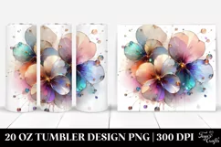 Abstract Shiny Pansy Clipart, Transparent 20 Oz Tumbler Product Image 1