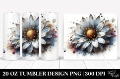 20 Oz Tumbler Sublimation | Shiny Daisy Golden Watercolor Product Image 1