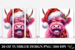 Cute Pink Highland Cow with Santa Hat 20 Oz Tumbler Product Image 1
