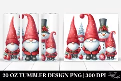 Cute Gnomes with Snowman, Transparent 20 Oz Tumbler Product Image 1