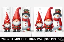 Cute Gnomes with Snowman, Transparent 20 Oz Tumbler Product Image 1