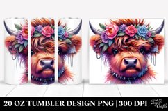 Highland Cow with Floral Wreath, PNG Product Image 1