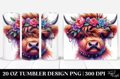Highland Cow with Floral Wreath, PNG Product Image 1