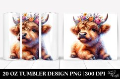 Highland Cow with Floral Wreath, PNG Product Image 1