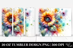 Abstract Sunflower Watercolor | 20 oz Tumbler Product Image 1