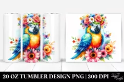 Cute Macaw on Flower Crown | 20 oz Tumbler Product Image 1