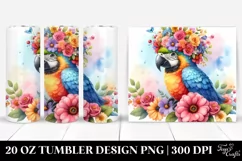 Cute Macaw on Flower Crown | 20 oz Tumbler Product Image 1