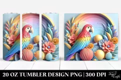 3D Embossed Parrot Scene Clipart 20 Oz Tumbler Product Image 1