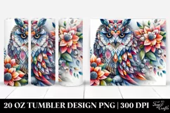 Abstract Owl Diamonds Flowers | 20 oz Tumbler Product Image 1