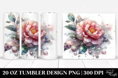 Shiny Camellia Marble Watercolor | 20 Oz Tumbler Product Image 1