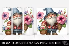 Adorable Gnome with Flower Basket, PNG Product Image 1