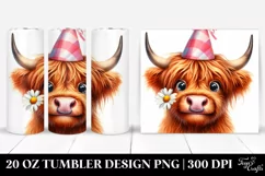 Highland Cow Party Daisy | 20 oz Tumbler Product Image 1