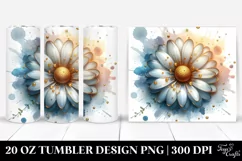 20 Oz Tumbler Sublimation | Shiny Daisy Small Golden Product Image 1