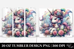 Colorful Baby Unicorn with Renaissance Fair. 20 oz Tumbler Product Image 1