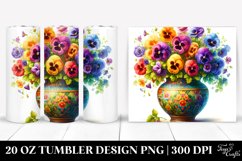 20 Oz Tumbler Sublimation | Vibrant Pansy Watercolor Vase Product Image 1