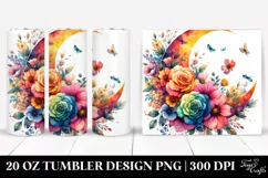 Colorful Half Moon with Flowers Clipart 20 Oz Tumbler Product Image 1