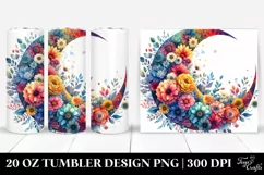 Whimsical Half Moon with Flowers Clipart, High-Res 20 Oz Product Image 1