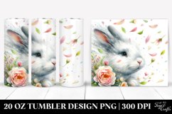 Watercolor Tumbling Rabbit with Spring Petals | 20 Oz Product Image 1