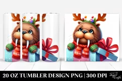 Winter Walrus with Reindeer Horns, PNG Product Image 1