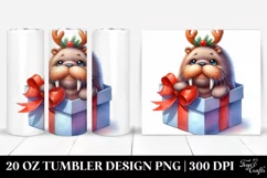 Winter Walrus with Reindeer Horns, PNG Product Image 1
