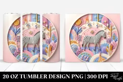 3D Embossed Zebra Scene Clipart 20 Oz Tumbler Product Image 1