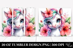 Baby Unicorn Hibiscus Watercolor|20 oz Tumbler Product Image 1
