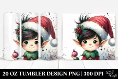 Expressive Elf with Santa Hat Clipart 20 Oz Tumbler Product Image 1