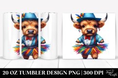 Colorful Highland Cow with Rumba Dancer&#039;s Outfit. 20 oz Product Image 1