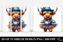 Colorful Highland Cow with Rumba Dancer's Outfit. 20 oz Product Image 1