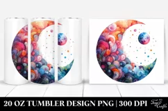 Whimsical Colorful Moon Watercolor | 20 Oz Tumbler Product Image 1