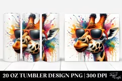 Quirky Colorful Giraffe with Sunglasses. 20 oz Tumbler Product Image 1