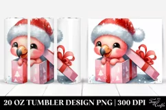 Pastel Flamingo with Santa Hat, PNG Product Image 1