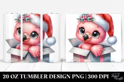 Pastel Flamingo with Santa Hat, PNG Product Image 1