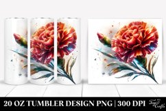 20 Oz Tumbler Sublimation | Shiny Carnation Watercolor Product Image 1