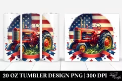Watercolor Vintage Vibrant Tractor with Ribbons | 20 oz Product Image 1