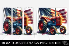 Watercolor Vintage Vibrant Tractor with Ribbons | 20 oz Product Image 1