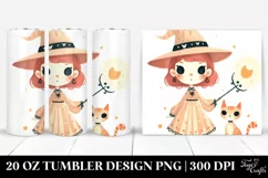 Simple Witch and Cat Watercolor | 20 oz Tumbler Product Image 1