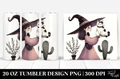Simple Witch and Cat Watercolor | 20 oz Tumbler Product Image 1
