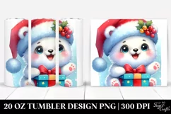 Vibrant Polar Bear with Santa Hat, PNG Product Image 1