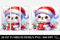 Vibrant Polar Bear with Santa Hat, PNG Product Image 1