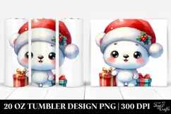 Vibrant Polar Bear with Santa Hat, PNG Product Image 1