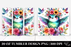Vibrant Hummingbird with Flower Crown | 20 oz Tumbler Product Image 1
