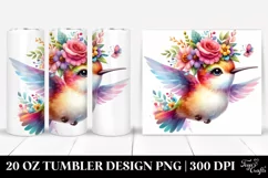 Vibrant Hummingbird with Flower Crown | 20 oz Tumbler Product Image 1