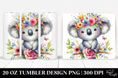 Cute Koala Flower Crown | 20 oz Tumbler Product Image 1