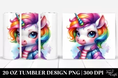 baby Unicorn with Vibrant Drawing, Expressive 20 Oz Tumbler Product Image 1