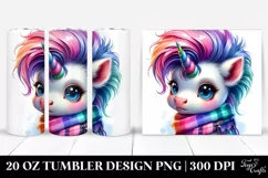 baby Unicorn with Vibrant Drawing, Expressive 20 Oz Tumbler Product Image 1