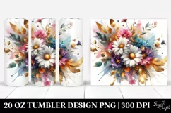Colorful Bouquet Gold Foil Daisy | 20 Oz Tumbler Product Image 1