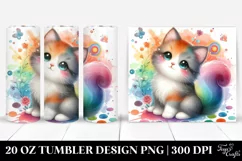 Colorful Watercolor Cat | 20 oz Tumbler Product Image 1