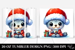 Vibrant Seal with Santa Hat, PNG Product Image 1